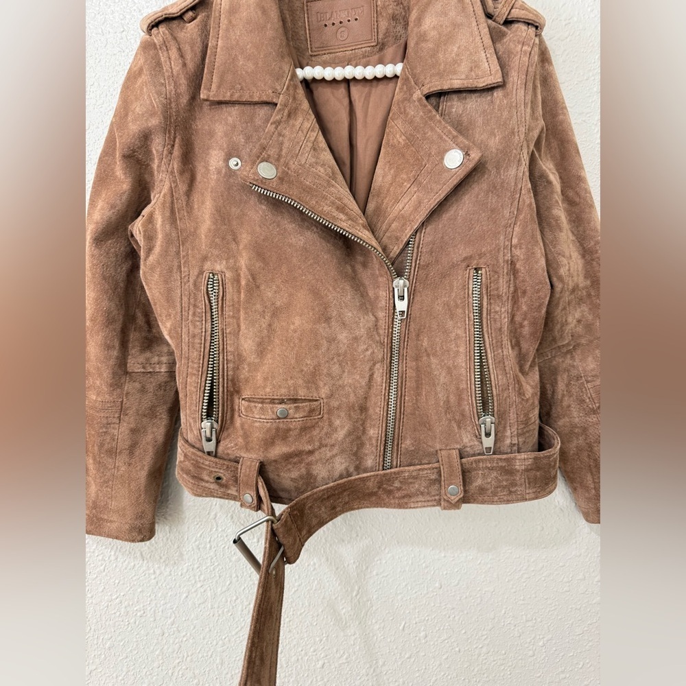BLANKNYC Morning Suede Moto Jacket French Taupe Sz S - Picture 5 of 11